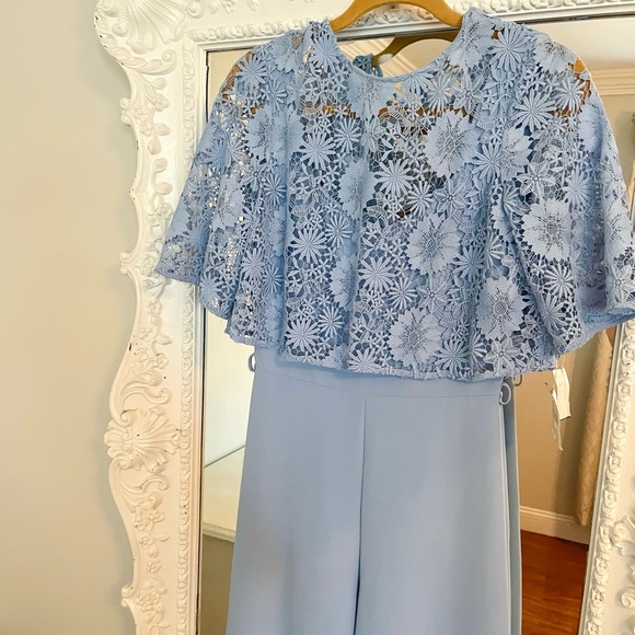 NWT $485 Space Style Concept Azalea Lt Blue Lace Crop Top Detail Dress Jumpsuit - Picture 6 of 6